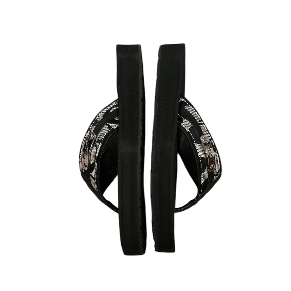 Coach Black White Silver Platform Cushioned Thong Toe Post Sandals 7 - Picture 4 of 8